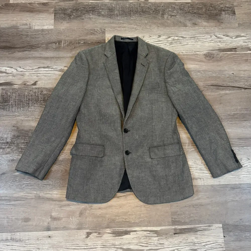 J.Crew Ludlow Linen Cotton Blazer Gray Tailored Sport Coat Mens 38S